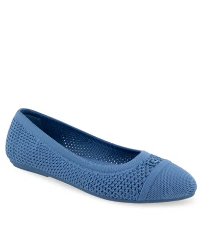 Aerosoles Women's Annelie Round Toe Ballet Flats In Blue Jean Knit Fabric