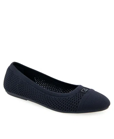 Aerosoles Women's Annelie Round Toe Ballet Flats In Navy Knit Fabric