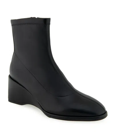 Aerosoles Anouk Block Heel Pump In Black Stretch Smooth