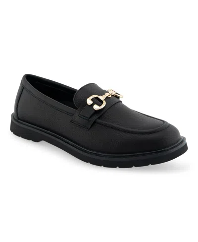 Aerosoles Women's Beckett Loafer Flats In Black Pebbled