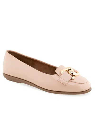 Aerosoles Women's Bell Almond Toe Ballet Flats In Cipria Patent Faux Leather