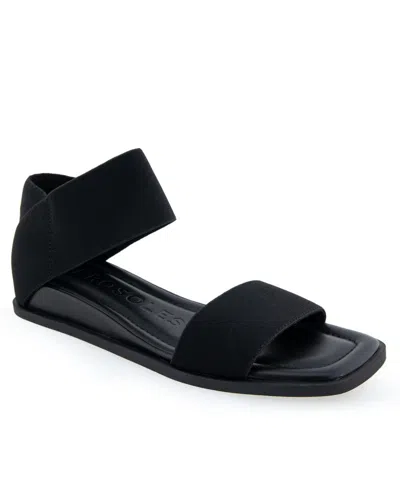 Aerosoles Women's Bente Low Wedge Sandals In Black Elastic