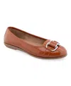 Aerosoles Bentley Ballet Flat In Tan Patent Crinkled Faux Leather - Polyu