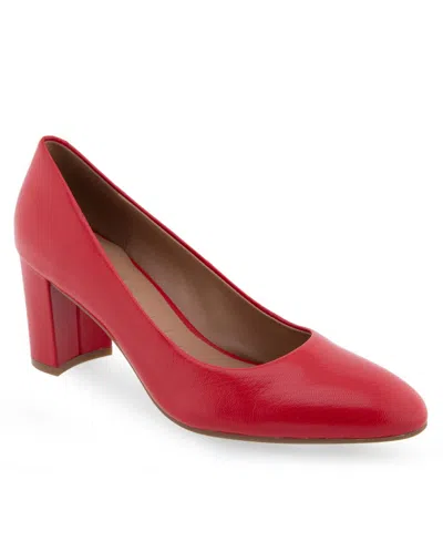 Aerosoles Women's Betsy Mid-heel Pumps In Racing Red Leather