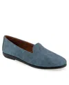 Aerosoles Women's Betunia Almond Toe Loafer Flats In Blue Denim Textured Faux Leather