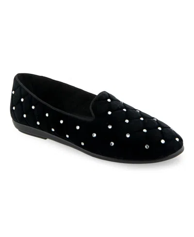 Aerosoles Women's Betunia Quilted Flats In Black Quilted Velvet