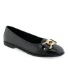 Aerosoles Women's Bobbi Buckle Ballet Flats In Black Crocodile Faux Leather - Polyureth