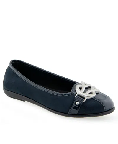 Aerosoles Women's Big Bet Ballet Flats In Navy Faux Suede