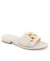 Aerosoles Big Charm Link Slide Sandal In Eggnog Faux Leather