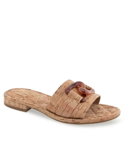 Aerosoles Women's Big Charm Slide Open Toe Sandals In Natural Cork