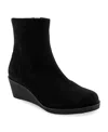 Aerosoles Binnie Wedge Bootie In Black Faux Suede