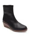Aerosoles Binnie Wedge Bootie In Java Stretch Pebbled Faux Leather - Poly