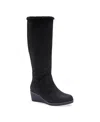 Aerosoles Women's Binocular Shearling Tall Wedge Boots In Black Faux Suede