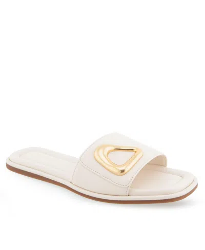 Aerosoles Blaire Buckle Slide Sandal In Eggnog Leather