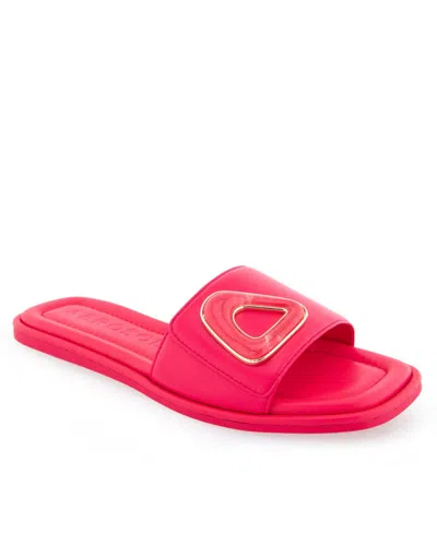 Aerosoles Blaire Buckle Slide Sandal In Virtual Pink Leather