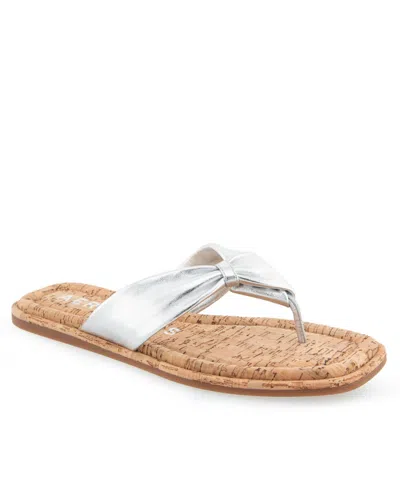 Aerosoles Women's Bond Flip Flop Sandals In Silver Metallic Leather