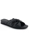 Aerosoles Brady Womens Leather Knot Slide Sandals In Black Leather