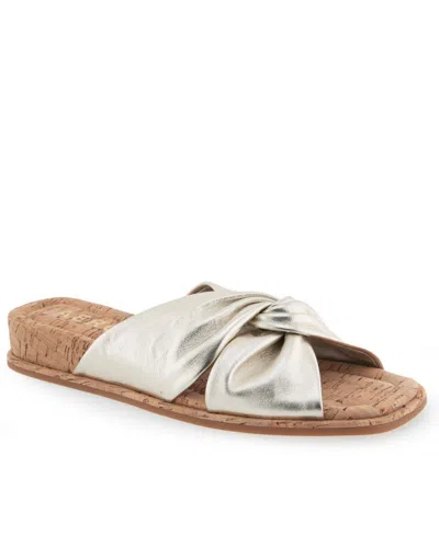 Aerosoles Brady Knot Sandal In Soft Gold Leather