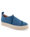 Aerosoles Brighton Womens Distressed Denim Slip-on Sneakers In Medium Blue Denim