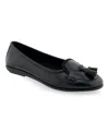 Aerosoles Brooks Flat In Black Burnished Faux Leather - Polyureth