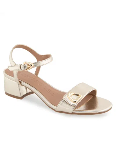 Aerosoles Women's Cairo Round Toe Dress Sandals In Gold Metallic Faux Leather