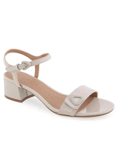 Aerosoles Women's Cairo Round Toe Dress Sandals In Stone Patent Faux Leather