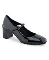 Aerosoles Women's Cali Buckle Strap Pumps In Black Patent Smooth Faux Leather - Polyu