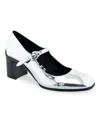 Aerosoles Women's Cali Buckle Strap Pumps In Silver Mirror Metallic Smooth Faux Leath