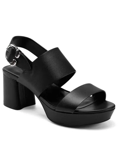 Aerosoles Women's Camera Leather Platform Heel Sandal In Black