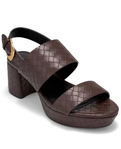 Aerosoles Women's Camilia Platform Slingback Dress Sandals In Java Woven Faux Leather