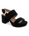 Aerosoles Women's Carimma Leather Platform Heel Sandal In Black Faux Suede