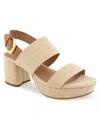 Aerosoles Camilia Platform Sandal In Natural Raffia,tan Combo
