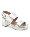 Aerosoles Women's Camilia Round Toe Platform Sandals In Silver Metallic Faux Leather