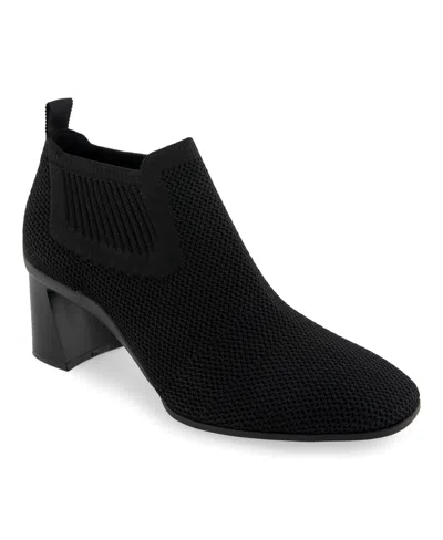 Aerosoles Women's Canvas Knit Fabric Booties In Black Knit Fabric