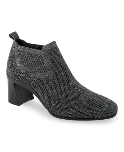 Aerosoles Women's Canvas Knit Fabric Booties In Gunmetal Knit Fabric