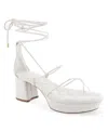 Aerosoles Caramia Ankle Wrap Platform Sandal In Eggnog Polyurethane Leather