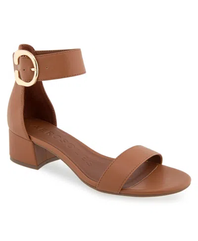 Aerosoles Calico Ankle Strap Sandal In Tan Leather