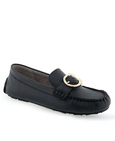 Aerosoles Women's Case Ornamented Loafers In Black Leather