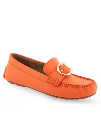 Aerosoles Case Buckle Flat In Mandarin Leather