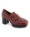 Aerosoles Cavour Platform Penny Loafer Pump In Clay Smooth Leather