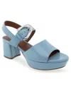 Aerosoles Chamber Platform Sandal In Dusty Blue Patent Polyurethane