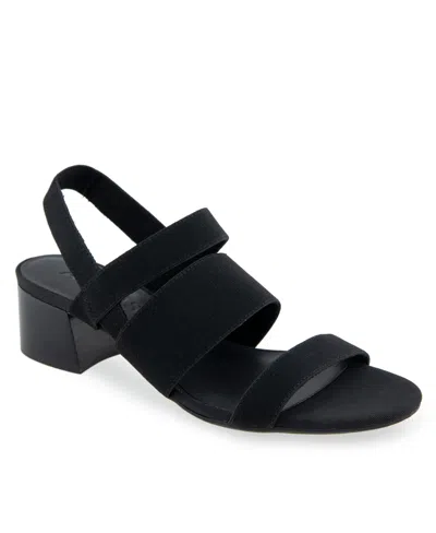 Aerosoles Women's Chara Round Toe Slingback Sandals In Black Elastic