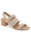 Aerosoles Chara Woven Block Heel Sandal In Gold Metallic Elastic Fabric
