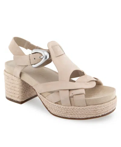 Aerosoles Women's Chatham Platform Sandals In Pale Khaki Suede