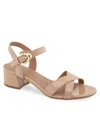 Aerosoles Women's Cinzia Round Toe Dress Sandals In Beige Bisque Patent Faux Leather