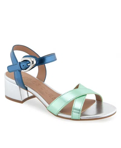 Aerosoles Women's Cinzia Round Toe Dress Sandals In Metallic Combination Faux Leather
