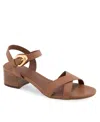 Aerosoles Cinzia Block Heel Sandal In Tan Faux Leather