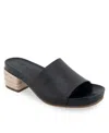 Aerosoles Women's Clark Slip-on Chucky Heel Sandals In Black Leather
