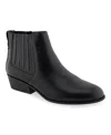 Aerosoles Women's Claus Buckle Ornament Booties In Black Waxy Leather