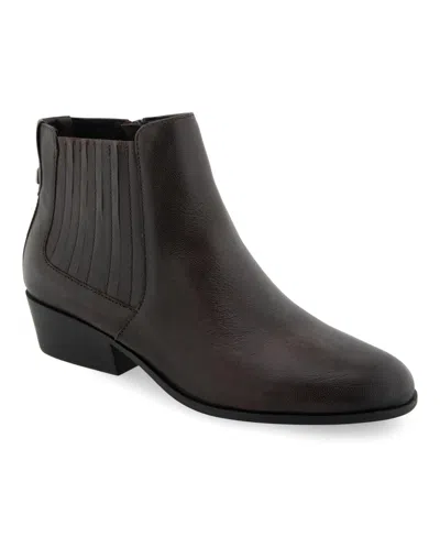 Aerosoles Women's Claus Buckle Ornament Booties In Java Waxy Leather